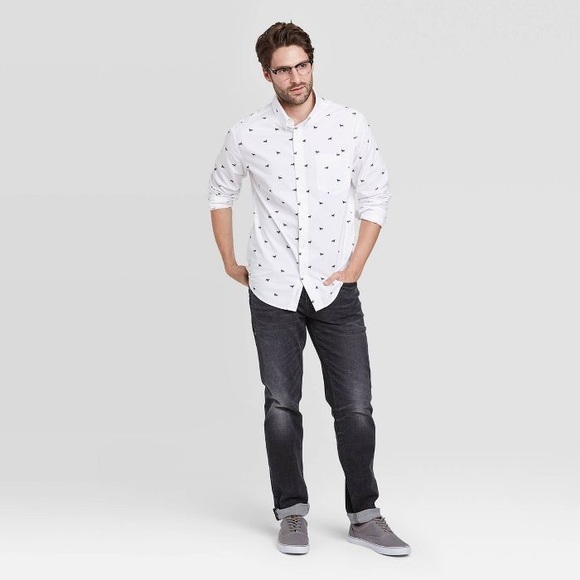 GOODFELLOW | Dog Print Long Sleeve Button Down - Picture 4 of 16